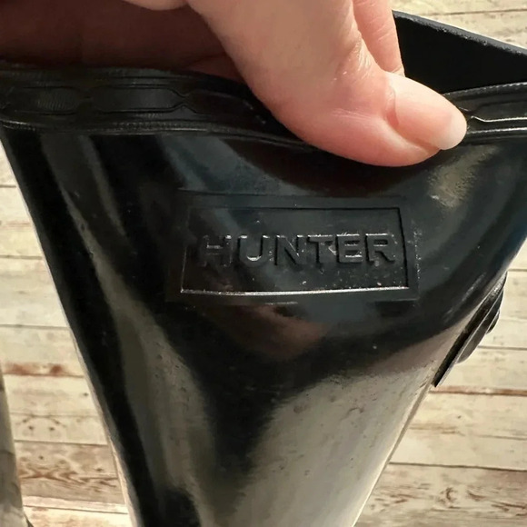 Hunter Original Gloss Tall Rain Boots Women’s Size 6 Black Galoshes - Picture 8 of 10